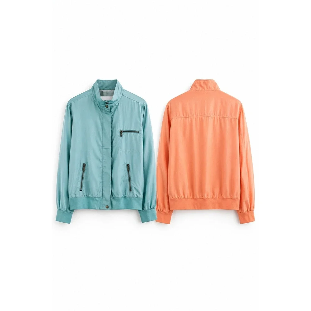 NORTONSTUDIO‎ Women's Bundle Orange and Teal Bomber Jacket Zip Front Size 18